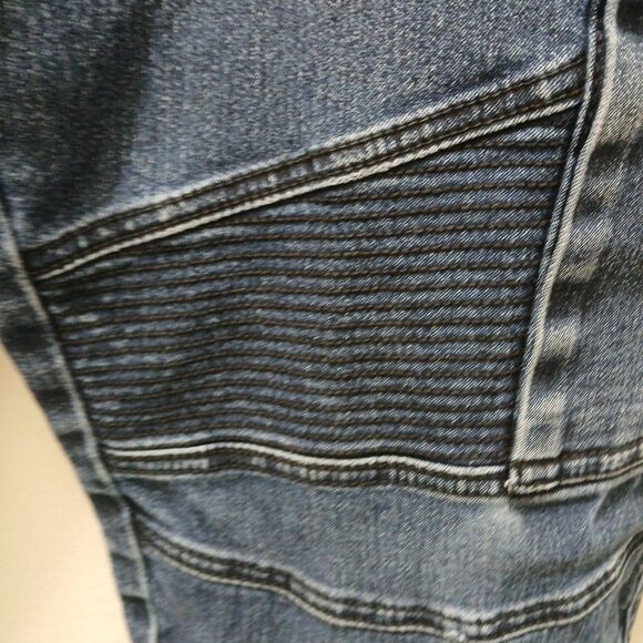 Denim House Mens Dark Wash Biker/Cargo Denim Jeans Zipper 32-32 *Rare* - Picture 8 of 16